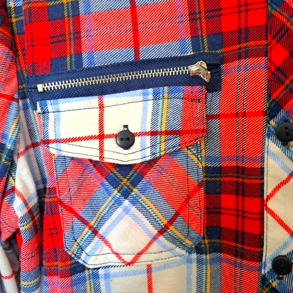 WOMEN'S 3/4 SLEEVE SHIRT TOP SIZE LARGE PLAID PASSPORT - Picture 4 of 6